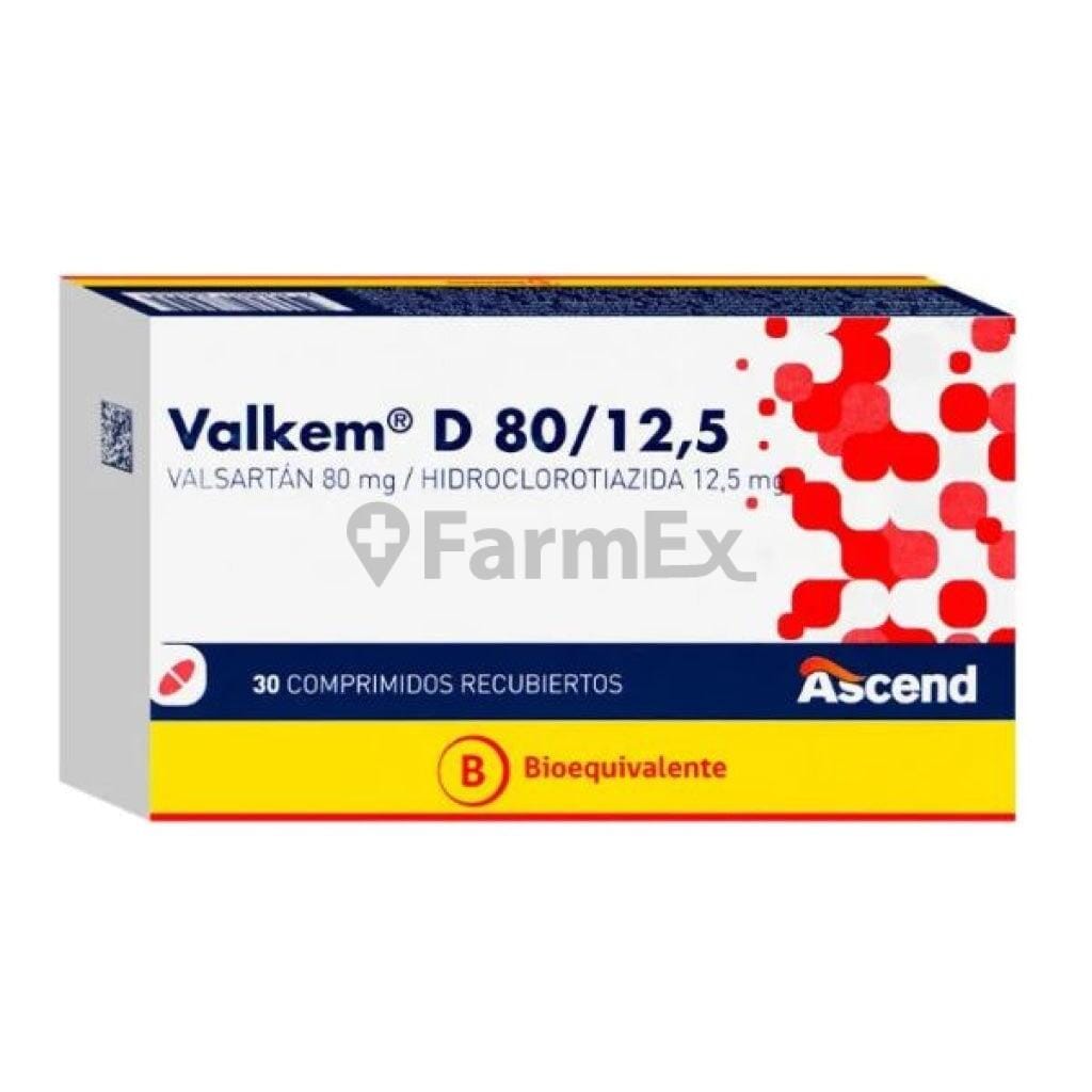 Valkem D 80 mg / 12,5 mg x 30 comprimidos Farmex-Fonasa-Persistente